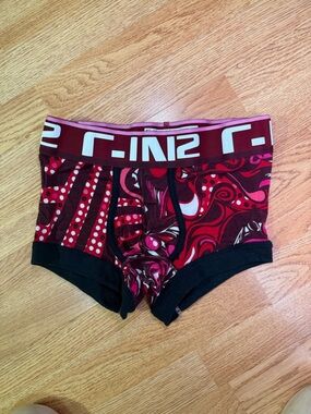 Red Patterned Stretch Shorts